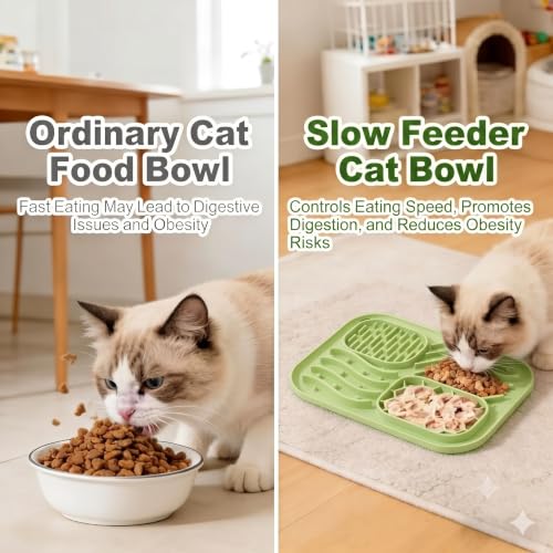 AZY Cat Lick Mat, Slow Feeder Mat, Wet Food Spoon, Treat Dispenser, 5PCS - color: green