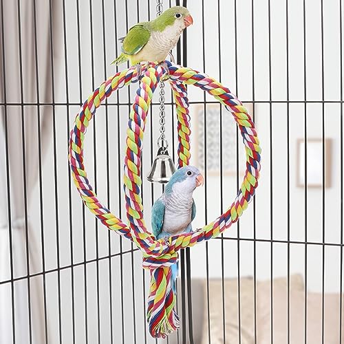 Wontee Bird Swing Colorful Rope Perch Climbing Toy for Parrots (8.3inch) - size: Regular (8.3 inch)