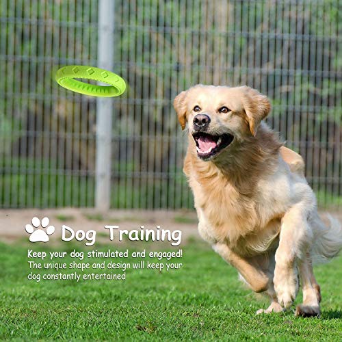 Dog Chewing Ring - Soft Rubber Ring Dental Chewing Teething Biting Chasing Training Toy for Small and Medium Dog Puppy - 7", Green - color: Green Ring, size: 7"