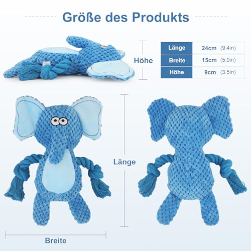 Dog Toys, Dog Squeaker Toys with Crinkle Paper (Blue Elephant) - color: Blue Elephant