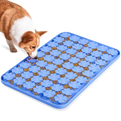 Silicone Snuffle Mat for Dogs 23.6"x 15.7" Large Slow Feeder Mat, Blue - color: Blue:23.6"x15.7"