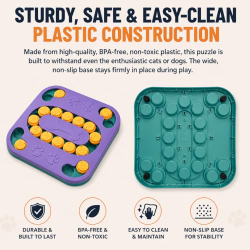 Cat Puzzle Toy, Treat Dispenser & Slow Feeder for Cat and Dog (purple) - color: purple