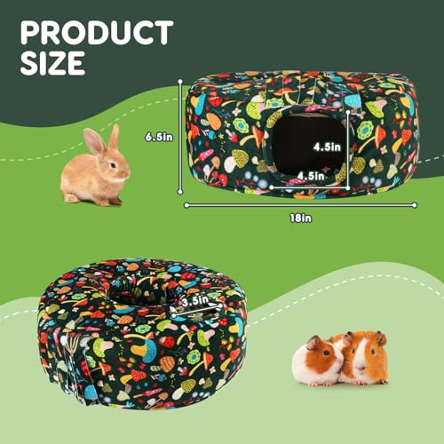 Guinea Pig Hideout & Tunnels Cozy House with Door Curtain Soft Bed for Small Pets/Hamsters/Sugar Gliders/Chinchillas - Blackish Green Mushroom - color: Blackish green mushroom