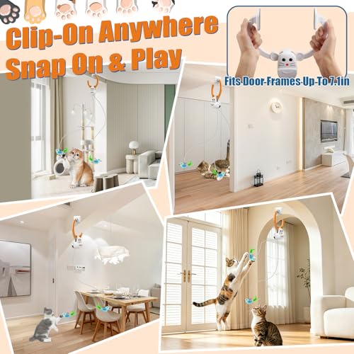 Interactive Cat Toys for Indoor Cats, Automatic Flying Bird Feather Wand Toy for Chase Exercise Enrichment, Rechargeable Durable Safe Hanging Cat Toy for Bored Kittens & Adult Cats - color: Orange