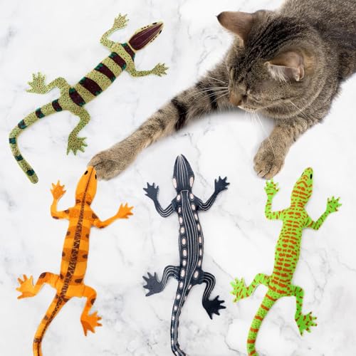 CiyvoLyeen Plush Lizard Catnip Toys for Indoor Cats 4 Pack - style: 4 Lizards