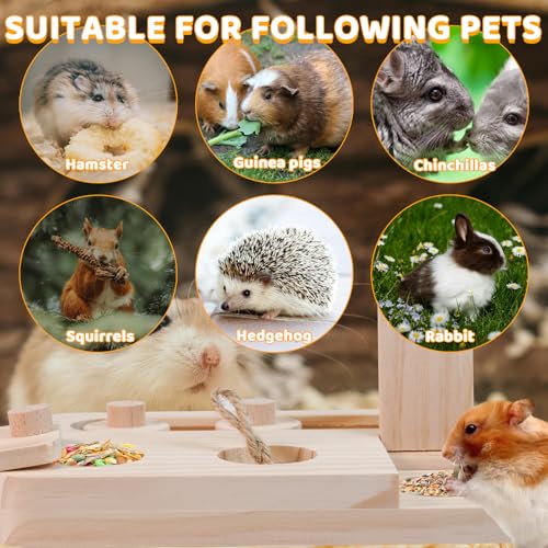 VolksRose Guinea Pig Foraging Toys, 6 in 1 Hamster Enrichment Toys for Boredom, Small Animal Cage Accessories for Rat, Chinchilla, Gerbil, Syrian, Rabbit, Bunny (A)