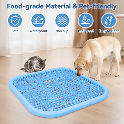 Snuffle Mat for Dogs 23.6" x 23.6" Silicone Large Slow Feeder Mat, Blue - color: Blue:23.6"x23.6"