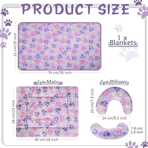 Namalu 3 Pack Soft Cat Bed Mat with Blanket and Pillow Indoor - style: Paw