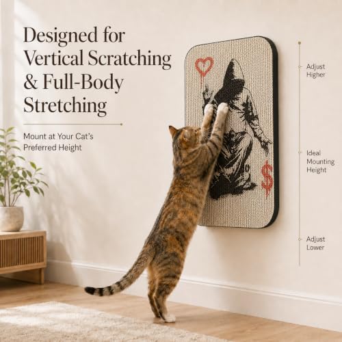Cat Wall Scratcher, Art Cat Scratching Board for Indoor Cats - color: Love Over Money