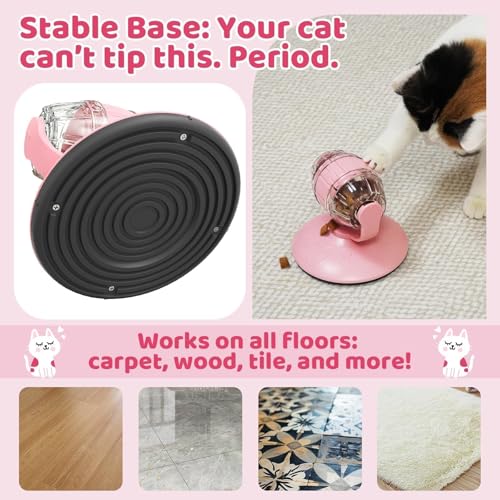 Interactive Cat Treats Dispenser Toy, Puzzle Feeder Food Dispenser, Kitty Interactive Enrichment Toys, Dispensing Foods Slow Feeder National Pet Day Gifts for Indoor Cats IQ Training, Pink - color: Pink