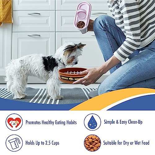 NCAA Super-Bowl - Iowa Hawkeyes Slow Feeder Dog Bowl. Football Design Slow Feeding Cat Bowl for Healthy Digestion. Non-Slip Pet Bowl for Large & Small Dogs & Cats - color: Iowa Hawkeyes
