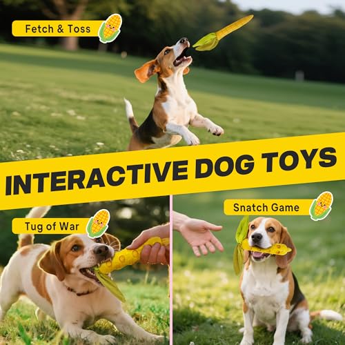 Fida 2-in-1 Puppy Teething Toys, Natural Rubber Chew Toys for Dogs, Corn - color: Yellow Corn