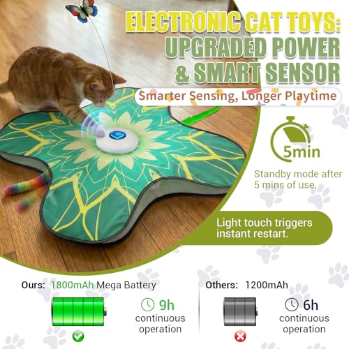 Interactive Cat Toys For Indoor Cats, Rechargeable Touch Automatic Cat Toy - color: Green