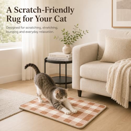 Cat Scratcher Mat, Natural Sisal Cat Scratch Pad for Cats - color: Coffee White