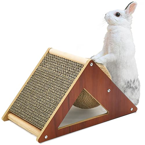 Fhiny Rabbit Scratch Ball, Sisal & Corrugated Paper Bunny Claw Grinding Toy - style: Triangle Scratch Toy