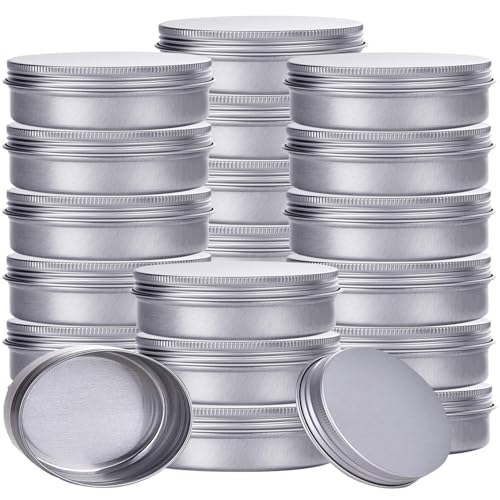 4 Ounce Aluminum Tin Jar Refillable Containers Screw Lid, Silver, 24 Pack - size: 4 Ounce (Pack of 24)