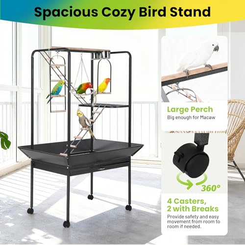 Garvee 64'' H Inch Birdcage Stand Play Center with Perches and Ladders - size: 64'' H