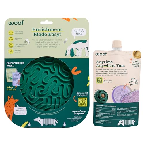 Woof Green FlipMat & LickWells Pumpkin Butter Dog Lick Mat Spread, 12 oz