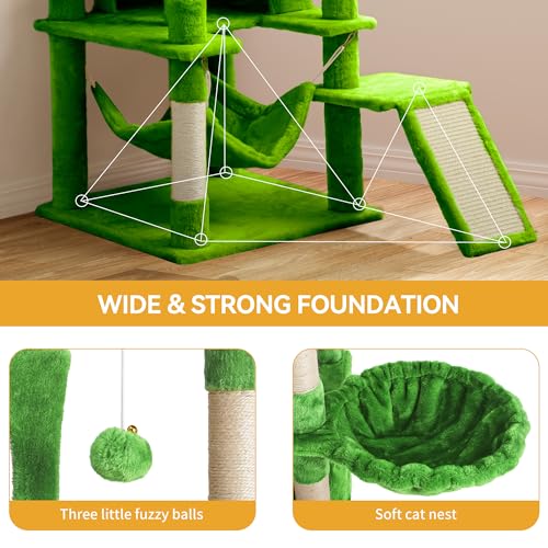 YITAHOME 75inch Cat Trees for Large Cats - color: Green, size: 75 inch