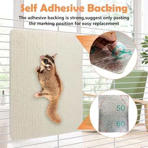 BNOSDM 6 Piece Sugar Glider Toys, Self-Adhesive Sugar Glider Climbing Mats Cage Accessories Set for Scratching Claws Sharpening Pads for Wall or Furniture Saving Space