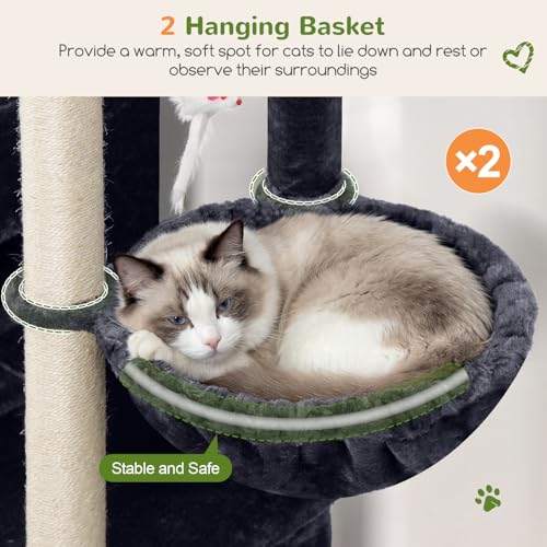Globlazer Cat Tree Tower for Indoor Cats Large Adult, S63, Dark Grey - color: Dark Grey, size: XXL