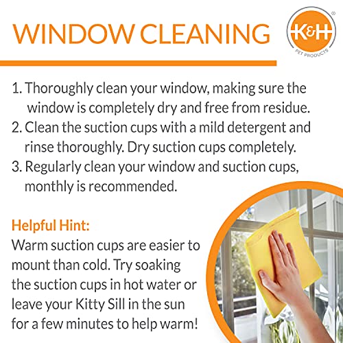K&H Cat Window Perch, EZ Mount Double Stack Kitty Sill for Large Cats, Gray, 23 X 12 Inches (Pack of 6) - size: 23 X 12 Inches (Pack of 6), style: Double Stack