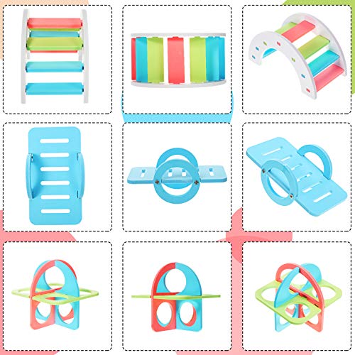 Skylety 5 Pcs Hamster Toys Wooden Accessories, 6.3 x 3.93 x 5.5 Inch, Blue - color: Blue