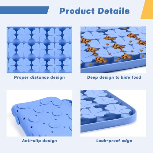 Silicone Snuffle Mat for Dogs 23.6"x 15.7" Large Slow Feeder Mat, Blue - color: Blue:23.6"x15.7"