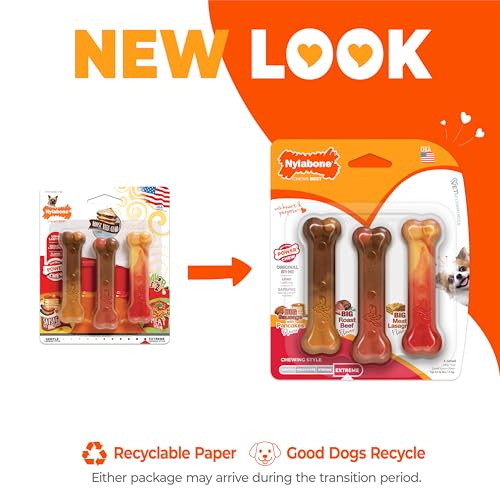 Nylabone Power Chew Original Bone Dog Chew Toys, X-Small, 3 Count - size: X-Small