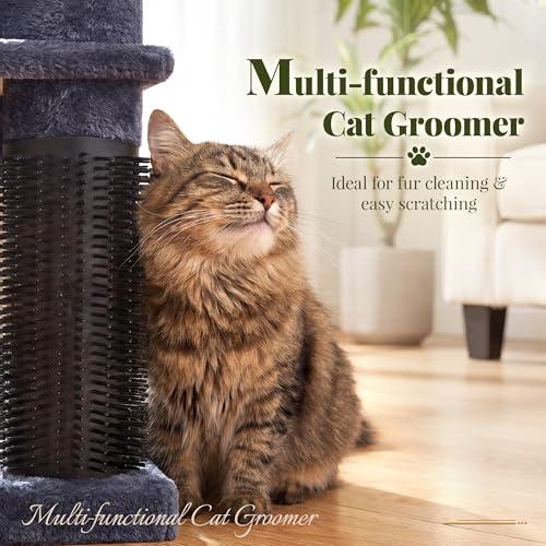 Hey-brother Cat Tree Tower with Steped Climbing Condos, Platforms, MPJ061G - color: Smoky Gray