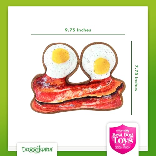Doggijuana Tuffer Chewer Dog Toy, Eggs & Bacon | Plush, Squeaky - size: Standard, style: Eggs & Bacon