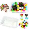 Hedgehog Dig Box Tray with Colorful Ball Bell Toy, Enrichment Accessories