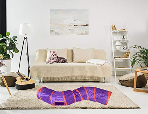 iCAGY Cat Tunnel Toys for Indoor Cats Kittens Rabbits, Pet Toy Play Tunnels - color: Purple