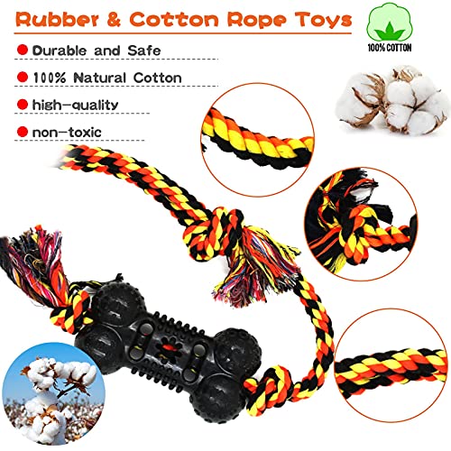 Yipetor Durable Dog Chew Toys 6 Pack, Cotton Rope Rubber Dog Toys - style: 6Pack-Medium Dogs
