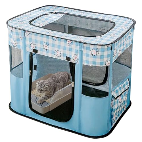 XRG Foldable Pet Playpen,Indoor Cat cage Puppy Crates M(31.5"x23.6"x21.7") - color: Blue, style: Medium（31.5"L x 23.6"W x 21.7"H）
