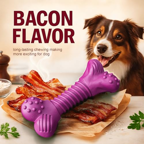 Dog Toys for Aggressive Chewers, Dog Toys for Medium Large Dogs, Natural Rubber Dog Chew Toys with Beef Flavor, Indestructible Chew Toys for Aggressive Chewers (Purple) - color: purple