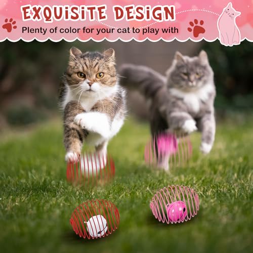 Jecery 5 Pcs Cat Toys Spring,Bell,Pink Red - color: Pink Red, size: Bell