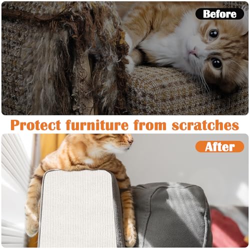 Cat Scratch Furniture Protector - 78.7" x 13.8" Trimmable Self-Adhesive Cats Claws Scratch Pads, DIY Cat Climbing Couch Protector for Scratch Post Cat Tree Replacement Indoor (Cream White) - color: Cream White, size: 13.8" x 78.7"