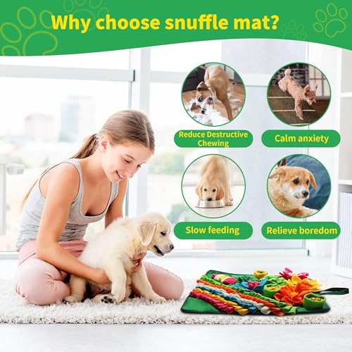 Snuffle Mat for Dogs - Christmas Dog Interactive Puzzle Toy for Mental Stimulation, Anxiety Relief & Slow Feeding, Fun Enrichment for Small/Medium Puppy & Cats