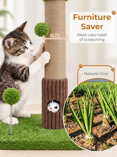 Woochpet Funny Cat Scratching Posts Sturdy Scratcher Posts 33'' Green - color: Green, size: 33‘’