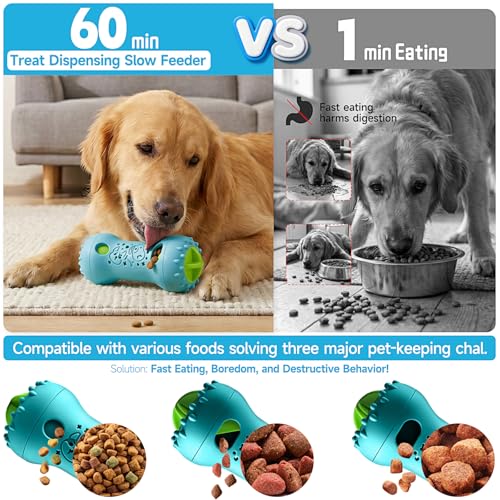 PETSTA 2 Pack Dog Puzzle Toys, Adjustable Treat Dispensing Slow Feeder Toy, Interactive Dog Enrichment Toy for Brain Stimulation and Boredom Relief - color: 2 Pack(Blue & Purple)