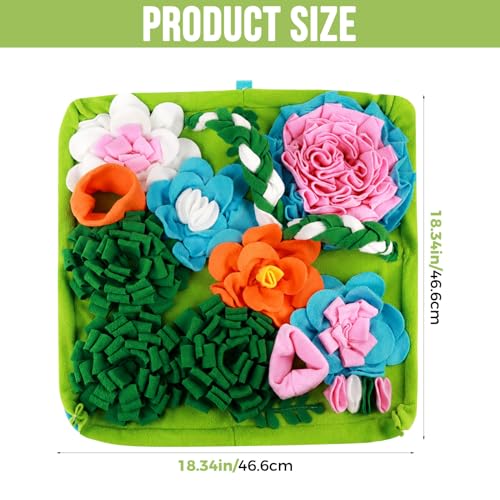 18.34x18.34 Inches Durable Snuffle Mat for Dogs,Slow Feeding Game Interactive Puzzle Dog Food Mat,Encourage Natural Foraging Skill Dog Snuffle Mats Easy to Clean for Small Medium Breed Dogs Cats