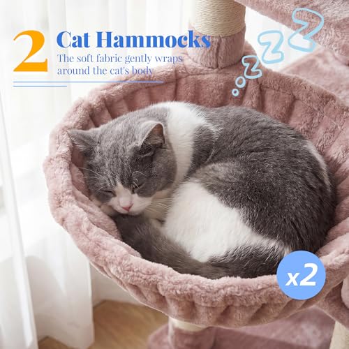 Hey-brother Cat Tree, Multi-Level Tower with 3 Condo, Hairbrush, MPJ035-MMU - color: Muchroom