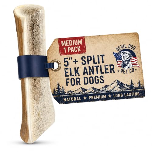 Devil Dog Pet Co Split Elk Antlers for Dogs, Medium, Long Lasting - style: split - Medium - 1 Pack