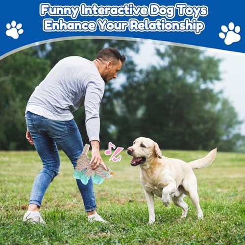 loncoldy Dog Toys, Interactive Dog Squeaky Toys, Tough Crinkle Stuffed Animal Chew Toy for Medium, Small, Puppy Breeds, Plush Toy to Keep Them Busy, Pet Toys for Dogs - color: lake blue