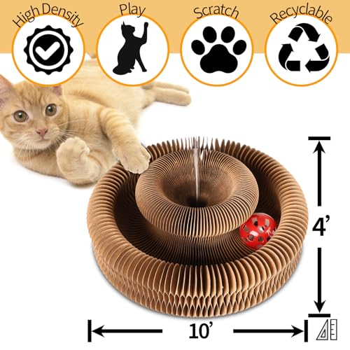 Interactive Cat Toy & Cardboard Cat Scratcher, Paw-Style Ball Track