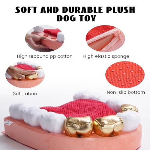 Nocciola Interactive Teeth Dog Toys – Enrichment Puzzle Funny Dog Toy for Small to Large Dogs, Non-Slip Hide and Seek Dog Toys to Keep Dogs Busy - color: red