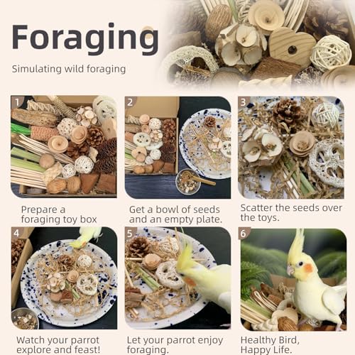 30PCS Natural Foraging & Chew Parrot Toys, Shredding Box for Birds - size: Medium