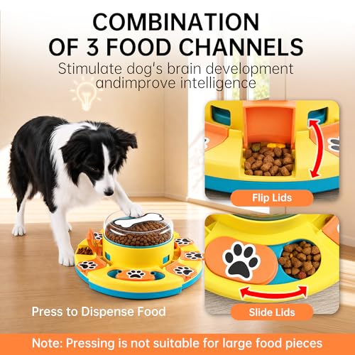 Dog Puzzle Toy 2 Levels, Slow Feeder, Pup Food Treat Feeding Dispenser for IQ Training and Entertainment for All Breeds,Blue with Pattern - color: Blue with Pattern