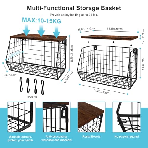 MSJGA Laundry Room Shelves, Wall Mounted Storage Basket, 11.8"Wx7.9"Dx8.5"H - size: 8"D